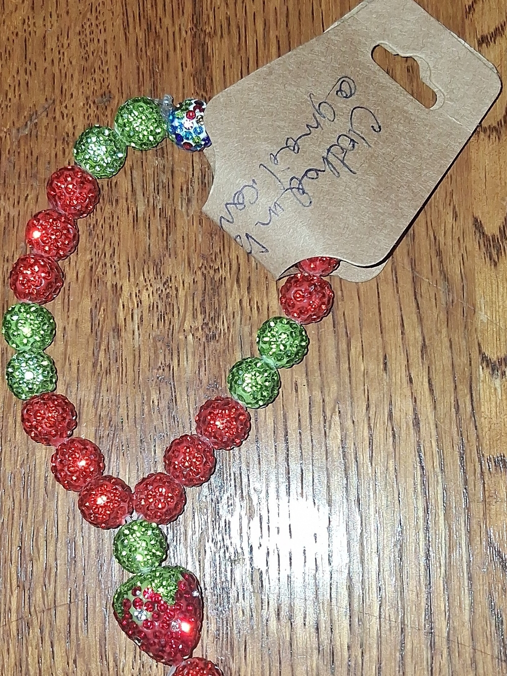 Holiday Red & Green Crystal Beaded Necklace - Unbranded